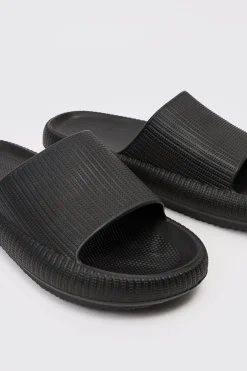 Textured Slider In Black | BoohooMAN UK