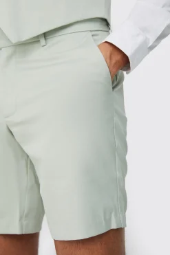 Textured Slim Fit Suit Shorts | BoohooMAN UK
