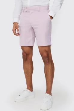 Textured Slim Fit Suit Shorts | BoohooMAN UK