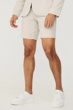 Textured Slim Fit Suit Shorts | BoohooMAN UK