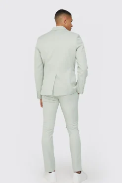 Textured Slim Single Breasted Suit Jacket | BoohooMAN UK