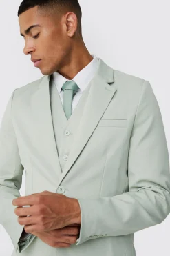 Textured Slim Single Breasted Suit Jacket | BoohooMAN UK