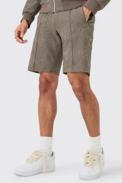 Textured Straight Fit Pintuck Tailored Shorts | BoohooMAN UK