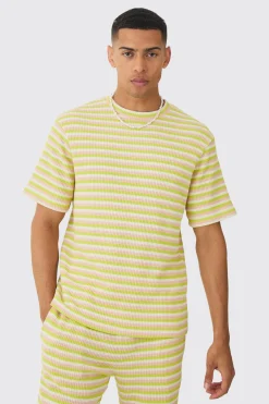 Textured Stripe T-shirt | BoohooMAN UK