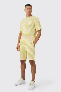 Textured Stripe T-shirt | BoohooMAN UK