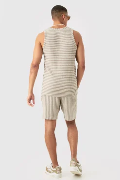 Textured Stripe Vest | BoohooMAN UK