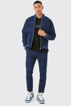 Textured Tailored Pintuck Tapered Trousers | BoohooMAN UK