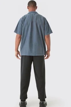 Textured Washed Dropped Shoulder Revere Shirt | BoohooMAN UK