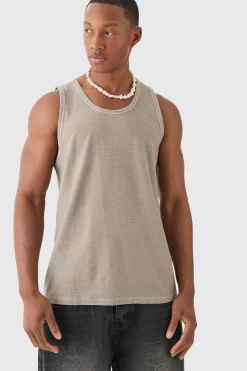 Textured Washed Vest | BoohooMAN UK