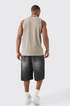 Textured Washed Vest | BoohooMAN UK