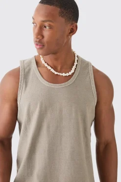 Textured Washed Vest | BoohooMAN UK