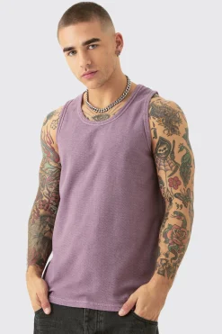 Textured Washed Vest | BoohooMAN UK