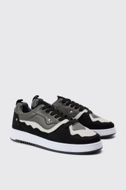 Tonal Chunky Trainers In Black | BoohooMAN UK