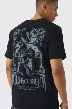 Tonal Floral Renaissance Print T-Shirt | BoohooMAN UK