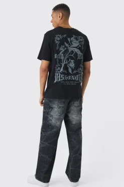 Tonal Floral Renaissance Print T-Shirt | BoohooMAN UK