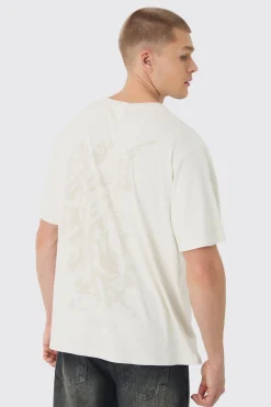 Tonal Renaissance Back Print Washed T-Shirt | BoohooMAN UK