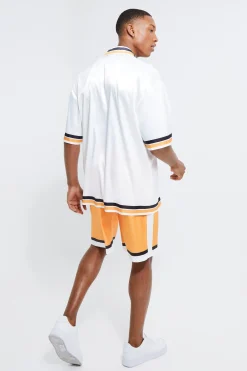 Toosii Boxy Oversized Satin Graphic Shirt And Shorts | BoohooMAN UK