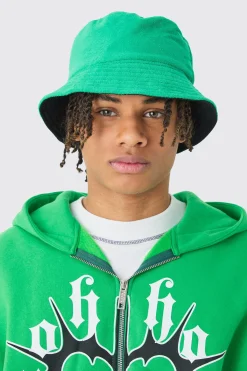 Towelling Bucket Hat In Green | BoohooMAN UK