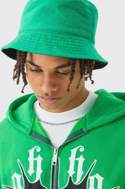 Towelling Bucket Hat In Green | BoohooMAN UK