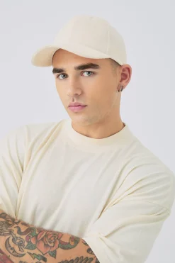 Towelling Cap In Ecru | BoohooMAN UK