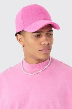 Towelling Cap In Pink | BoohooMAN UK