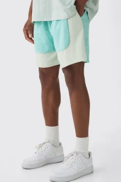 Towelling Colour Block Short | BoohooMAN UK