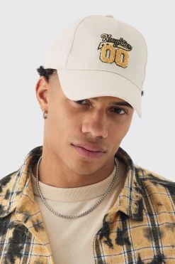 Towelling Graphic Cap In Beige | BoohooMAN UK
