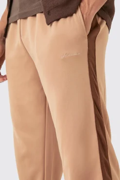 Tricot Homme Embroidered Tape Relaxed Joggers | BoohooMAN UK