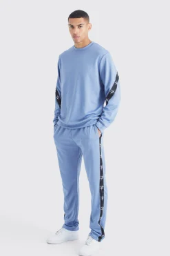 Tricot Tape Side Sweatshirt Tracksuit | BoohooMAN UK