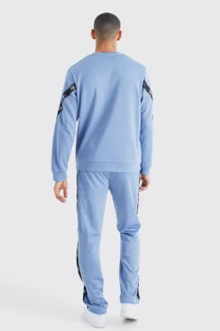 Tricot Tape Side Sweatshirt Tracksuit | BoohooMAN UK