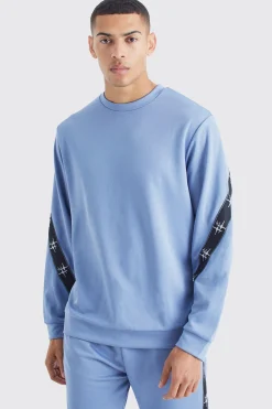 Tricot Tape Side Sweatshirt Tracksuit | BoohooMAN UK