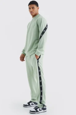 Tricot Tape Side Sweatshirt Tracksuit | BoohooMAN UK