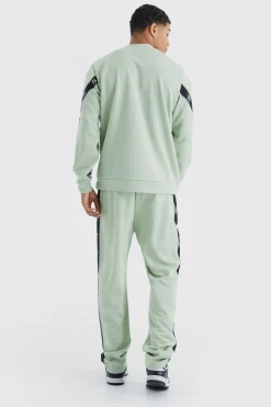 Tricot Tape Side Sweatshirt Tracksuit | BoohooMAN UK