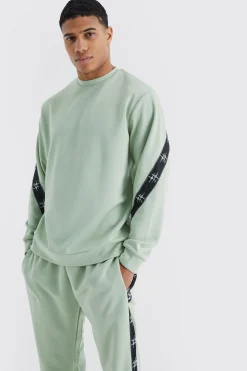Tricot Tape Side Sweatshirt Tracksuit | BoohooMAN UK
