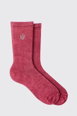 Trippie Redd Acid Wash Embroidered Socks | BoohooMAN UK
