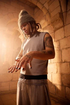 Trippie Redd Baby Fit Heavy Washed Padded Tank | BoohooMAN UK