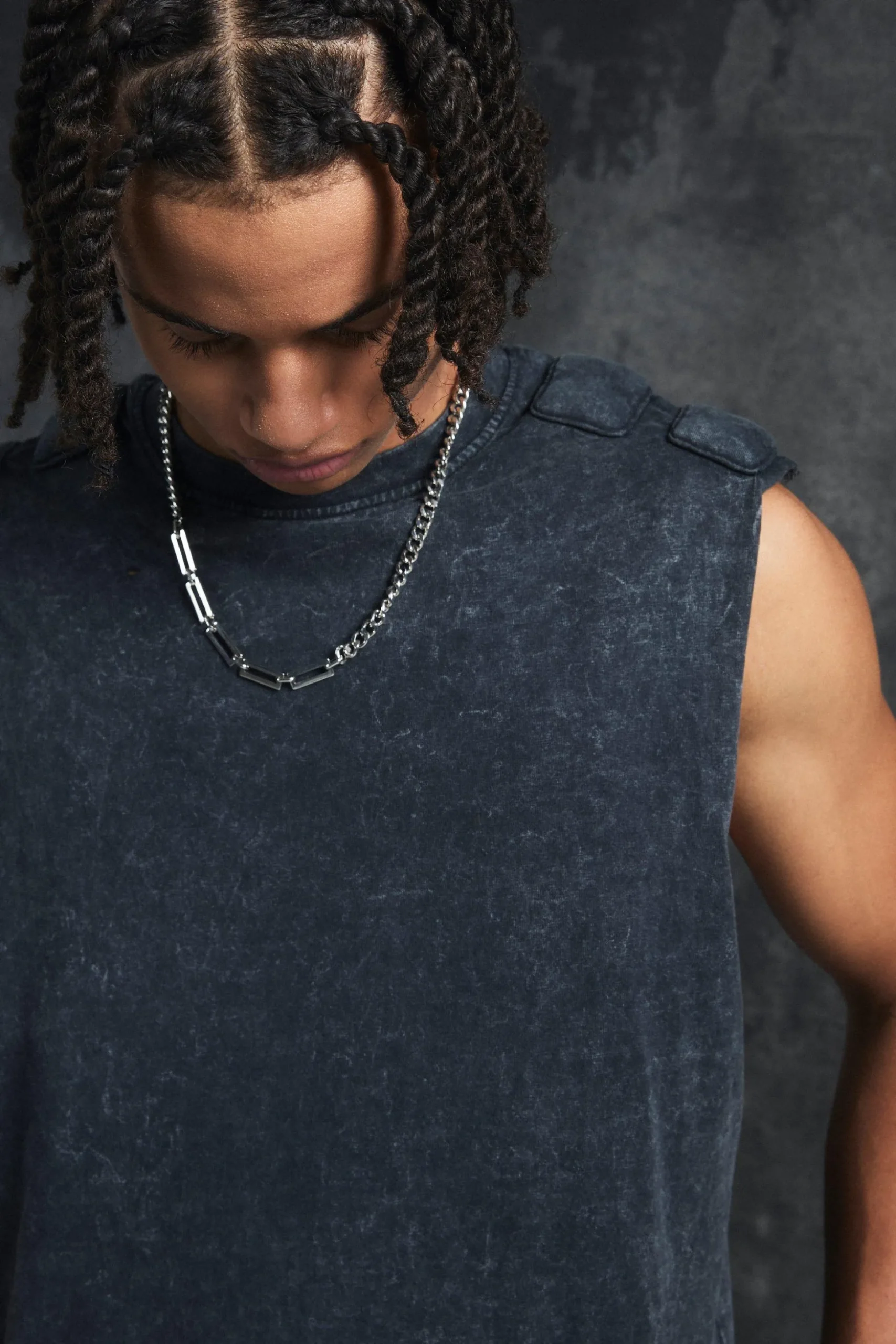Trippie Redd Baby Fit Heavy Washed Padded Tank | BoohooMAN UK