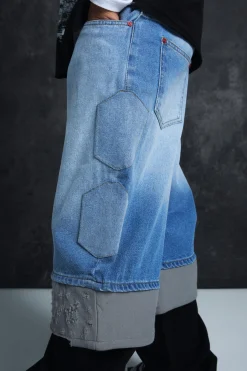 Trippie Redd Baggy Rigid Hybrid Layered Denim Jeans | BoohooMAN UK
