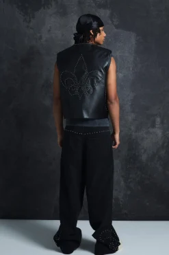 Trippie Redd Baggy Rigid Studded Applique Denim Jeans | BoohooMAN UK