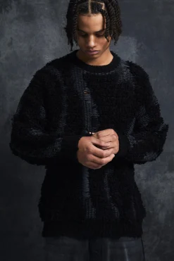 Trippie Redd Drop Stitch Textured Boxy Oversized Jumper | BoohooMAN UK