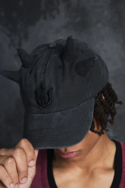 Trippie Redd Graphic Double Horn Cap In Black | BoohooMAN UK