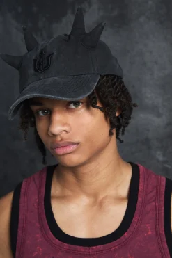 Trippie Redd Graphic Double Horn Cap In Black | BoohooMAN UK
