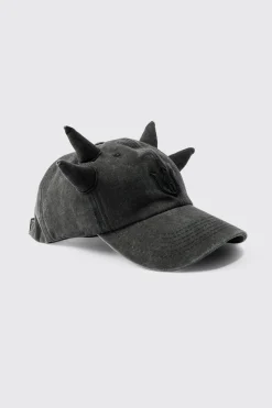 Trippie Redd Graphic Double Horn Cap In Black | BoohooMAN UK