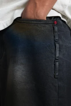 Trippie Redd Long Line Extreme Washed Denim Jorts | BoohooMAN UK