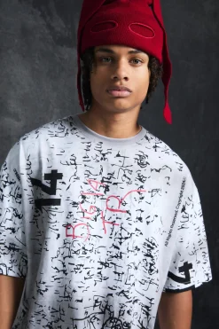 Trippie Redd Oversized Boxy Heavy Washed All Over Print T-shirt | BoohooMAN UK