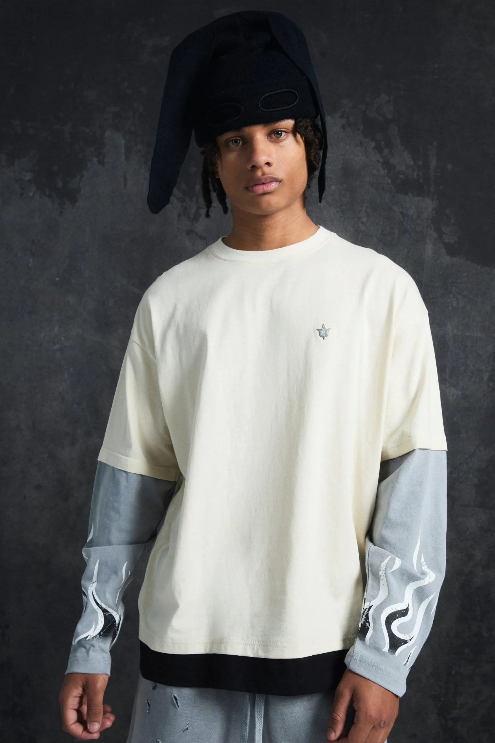 Trippie Redd Oversized Boxy Heavy Washed Faux Layer Flame Print T-shirt | BoohooMAN UK
