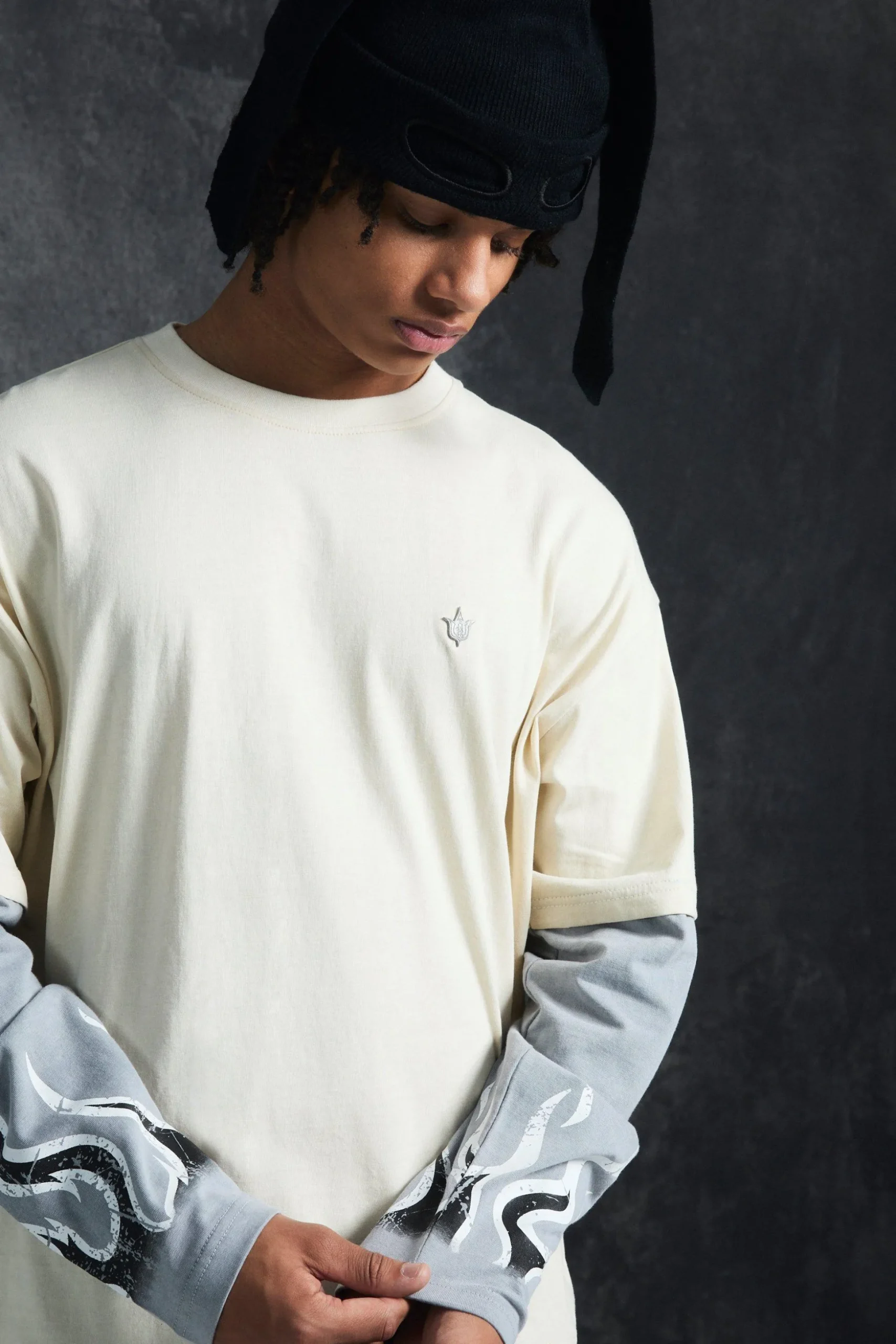 Trippie Redd Oversized Boxy Heavy Washed Faux Layer Flame Print T-shirt | BoohooMAN UK