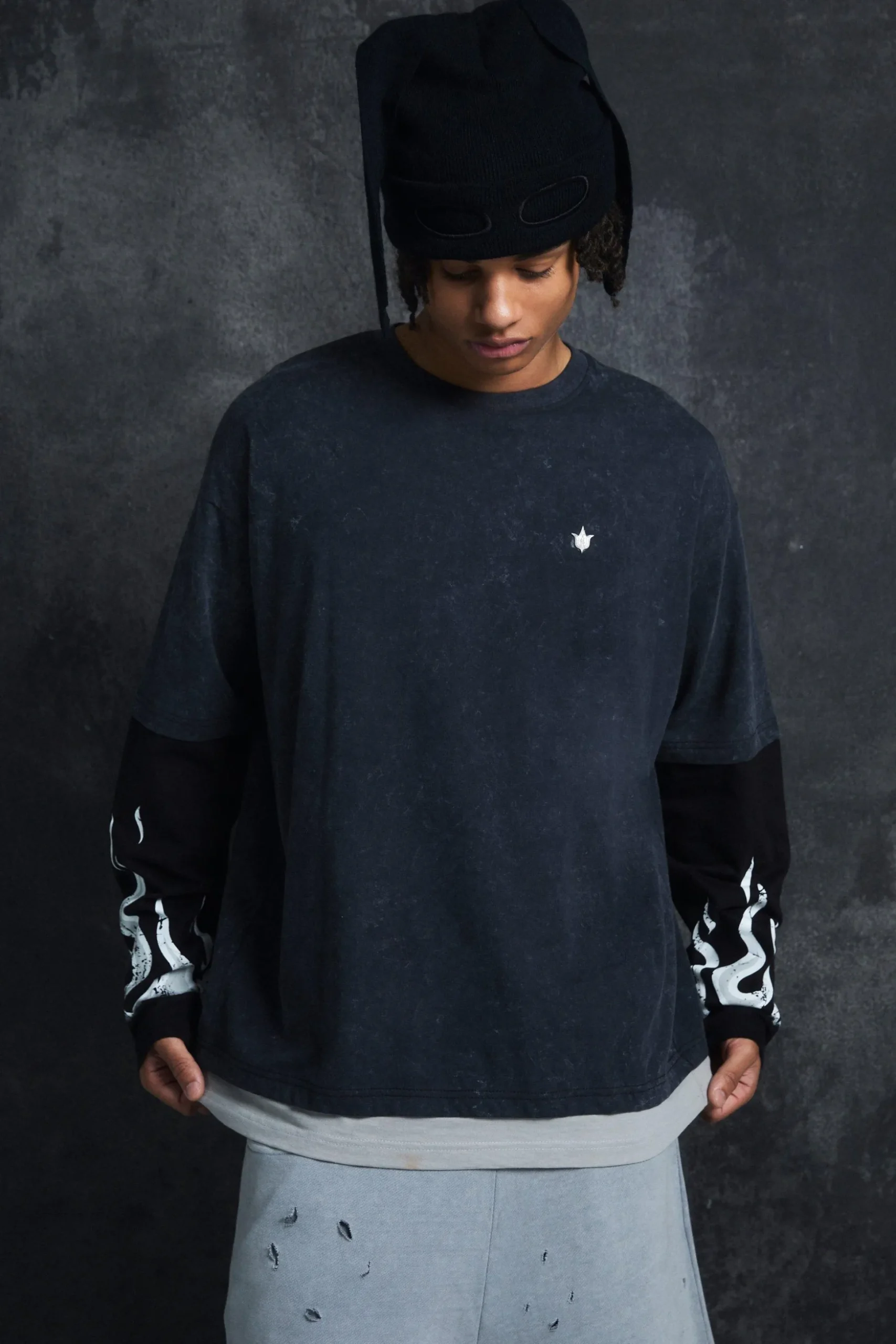 Trippie Redd Oversized Boxy Heavy Washed Faux Layer Flame Print T-shirt | BoohooMAN UK