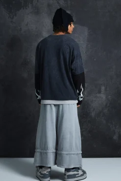 Trippie Redd Oversized Boxy Heavy Washed Faux Layer Flame Print T-shirt | BoohooMAN UK