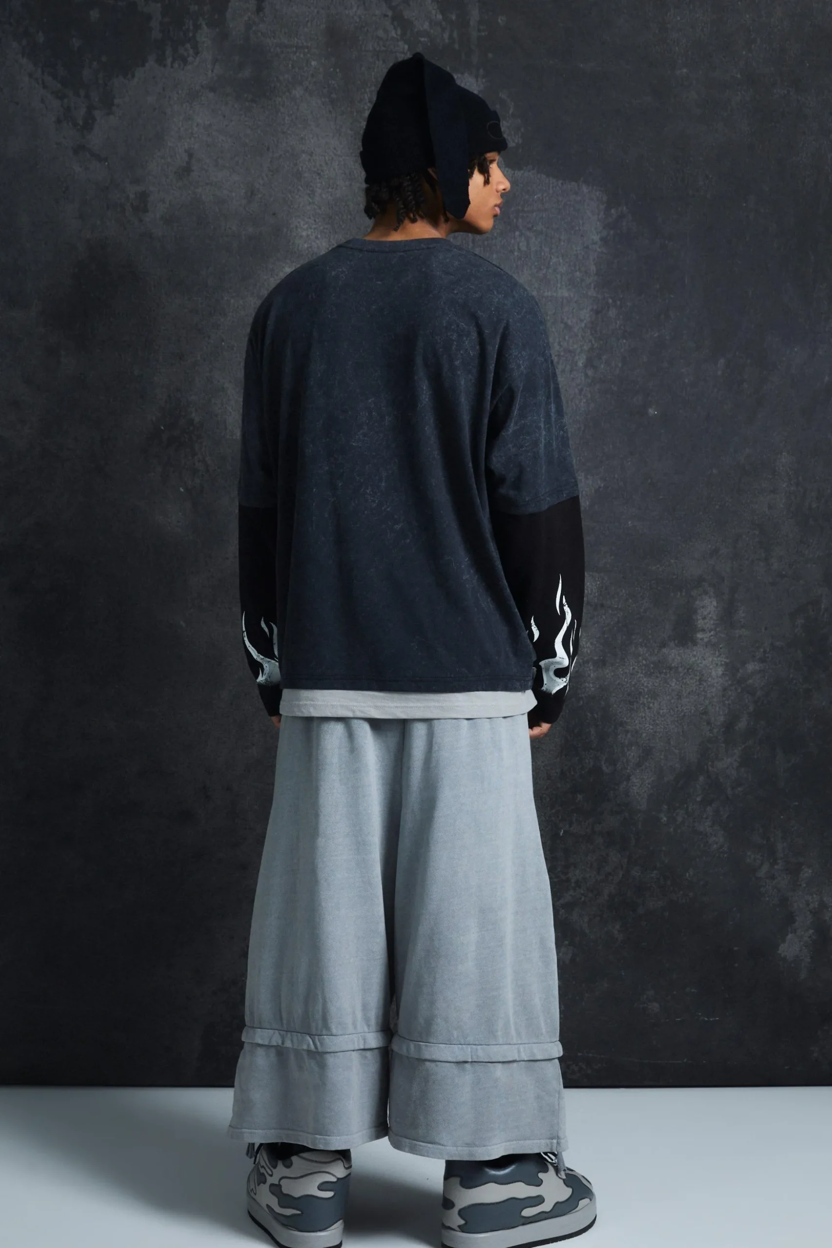 Trippie Redd Oversized Boxy Heavy Washed Faux Layer Flame Print T-shirt | BoohooMAN UK